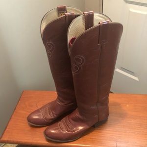 Womens Hondo Boots, Leather Cowboy Boots Size 7.5B